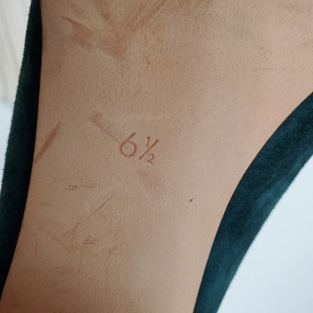 Madewell The Mira Suede Leather Pointed Toe Heel Pumps Shoes 6 1/2 Green Hunter - Picture 13 of 16